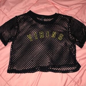 Black crop fishnet shirt